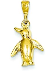 14K Yellow Gold Penguin Charm Pendant Charm Antarctica