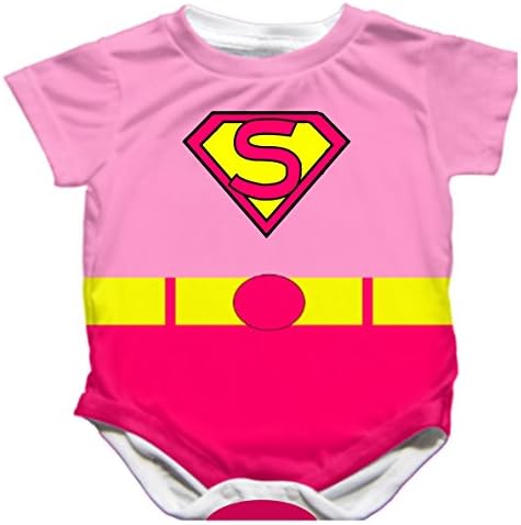 Handmade Supergirl Baby Girl Halloween Costume Bodysuit Onesie (0-3 Months)