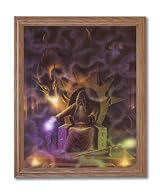 Dragon Fire Medieval Wizard # 4 Home Decor Wall Picture Oak Framed Art Print