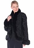 Swakara Jacket - Black Bolero Swakara Fox Trim