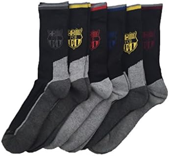 FCB Barcelona Mens Crew Socks, Sock Size 10-13,Asst.Themes, 6pk, 46900