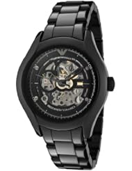 Emporio Armani Womens AR1427 Ceramica Black/Silver Skeletionized Watch