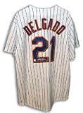Carlos Delgado Signed New York Mets White Pinstripe Jersey