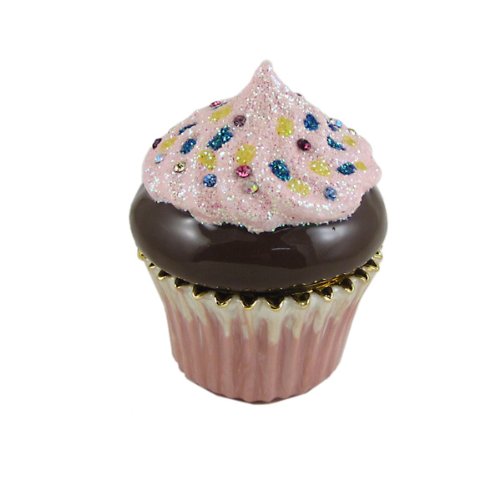 Cupcake Trinket Box Bejeweled Pink