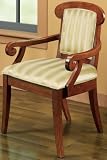Calgary Arm Chair Beige Satn Strp Cherry