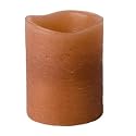 Enjoy Lighting 372651 Brown Distressed Moroccan Spice Scented Wax LED Pillar Candle, 3-Inch by 4-Inch