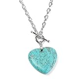 Turquoise Heart Pendant Silver Toggle Western Style Necklace Jewelry by PammyJ