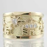 18Kt. Gold and Diamond Pictoral Ring by Vernon Haskie, Size 8.5, #9740