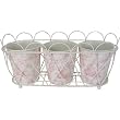 Pink Toile Romantic Set of 3 Planters in Wire Stand