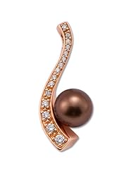 Chocolate Tahitian Pearl Pendant with Diamonds in 14K Rose Gold (11-12mm)