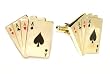 Gold-Tone Men's Cuff Links 4 Aces Cards Cufflinks