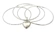 Bracelet - B225 - 4-Pc Bangle Set + Heart Charm (70mm) ~ Mixed Silver Tone
