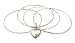 Bracelet - B225 - 4-Pc Bangle Set + Heart Charm (70mm) ~ Mixed Silver Tone