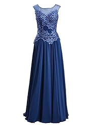 A-line  Applique Floor Length Chiffon Mother-of-the-Bride Dress/Prom Dress  With Rhinestones