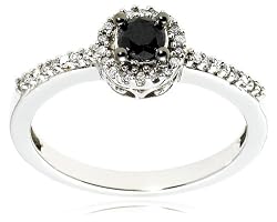 14k White Gold Black Diamond Ring (1/3 cttw), Size 5