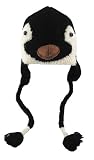 DeLux Baby Penguin Face Wool Pilot Animal Cap/Hat with Ear Flaps and Poms