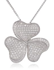 Sterling Silver Pave Clear Cubic Zirconia 3 Hearts Pendant Necklace, 18"