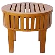 EXP Handmade Asian Furniture - Carved 24" Round Slatted Coffee Table / End Table With Rich Finish