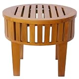 EXP Handmade Asian Furniture - Carved 24" Round Slatted Coffee Table / End Table With Rich Finish