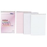 TOPS 80254 Prism 6x9 Gregg Ruled Steno Notebook, 80 Perforated Pink Sheets/Book, 4 Books/pk