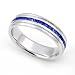 14k White Gold Channel set Blue Sapphire Eternity Milgrain Band Ring