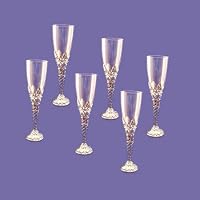 Disposable Plastic Wedding Tulip Stem Champagne Glasses (6)