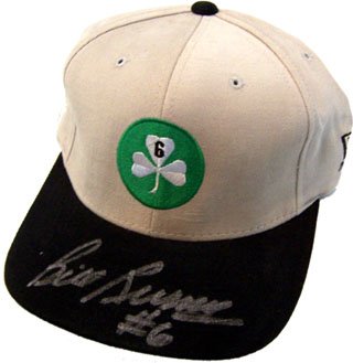Bill Russell Autographed/Hand Signed Tan Boston Celtics Cap