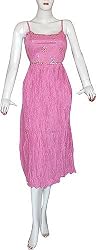 Tank Dress Spaghetti Straps Cotton Fabric with Embroidery for Beach Wear Made in India