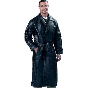 Genuine Leather Trench Coat (Size: `M)
