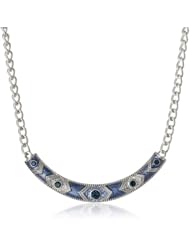 Signature 1928 Silver-Tone Sapphire Blue Enamel Collar Necklace, 16"