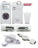 White Leather Case for Apple Ipod Nano + Car Charger for Apple Ipod Nano + Data Cable for Apple Ipod Nano
