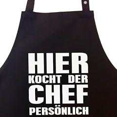HIER KOCHT DER CHEF PERS�NLICH - Kochsch�rze, Latzsch�rze mit verstellbarem Nackenband und Seitentasche - Die Geschenkidee!