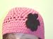 Cp156hpb, Hand Crocheted Hot Pink Color Gimp Skull Cap with Crocheted Dark Brown Rose...