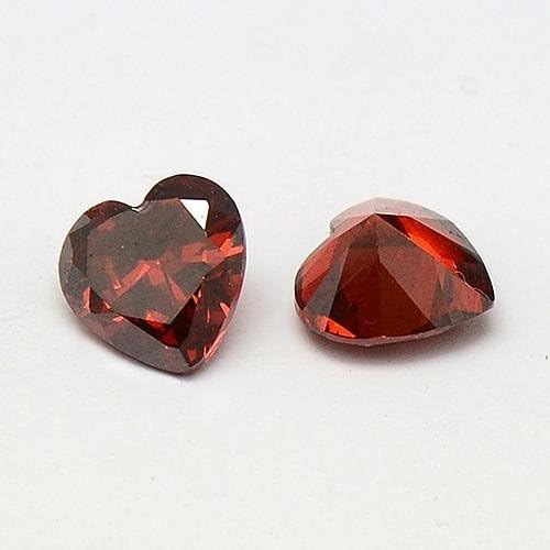 Pandahall 10pcs Assorted Color Grade A Faceted Heart Cubic Zirconia Pointed Back Cabochons for Jewllery Making, 6x6x3.6mm