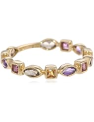 10k Yellow Gold Smoky Quartz, Amethyst, Citrine and Rhodolite Garnet Ring