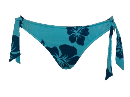 Island Soul Blue on Blue Floral 70's Style Bikini Side Tie Pant (Small)