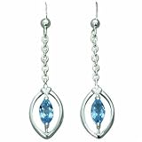 1.50 Ct.T.W. Genuine Marquise Cut Swiss Blue Topaz in Pure Sterling Silver Earrings