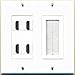 RiteAV - 4 Port HDMI + 1 Brush Wall Plate Female White Decorative 2 Gang