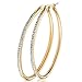 Jstyle Women's Stainless Steel Gold Tone Hoop Earrings for Girls Oval Rhinestone Piercing 30MM