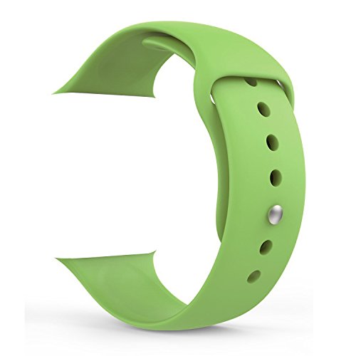 Apple Watch Band,Teslasz Soft Silicone Replacement Sport Wristbands Straps for Apple Watch (Green 38 MM)