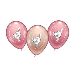 Karaloon 30024 - 6 Ballons sweet little cat 28-30 cm, rosa