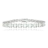 Sterling Silver 11ct CZ Emerald Cut Tennis Bracelet