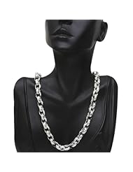 Stunning 16" Black and Silver Color Link Chain Necklace With Cubic Zirconia