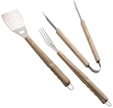 George Foreman 3-Piece BBQ Tool Set, Wood