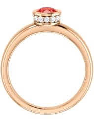 14K Rose Gold 7.00x5.00mm Oval Cut Chatham Created Padparadscha Sapphire and Diamond Ring -- LIFETIME WARRANTY