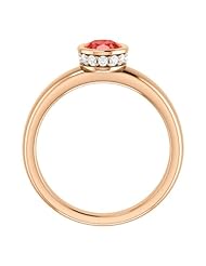 10K Rose Gold 7.00x5.00mm Oval Cut Chatham Created Padparadscha Sapphire and Diamond Ring -- LIFETIME WARRANTY