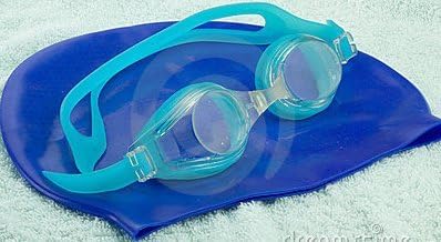 Child Swim cap with Free youth goggles (Blue)