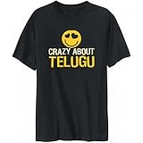 T-Shirt Mens Black " crazy about Telugu " Languages Large