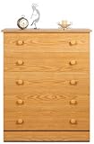 Casual 5 Drawer Chest In Oak Finish By Prepac Furniture