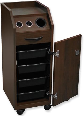 Zachary Locking Cart - Available in Black / Cherry / Chocolate Brown with Tool Holders from SalonSmart (SHIPS FREE!) Color: Brown